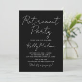 Black Modern Script Retraite Party Invitation (Debout devant)
