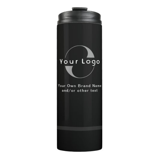 Black Modern Simple Business Logo Thermosbeker (Voorkant)