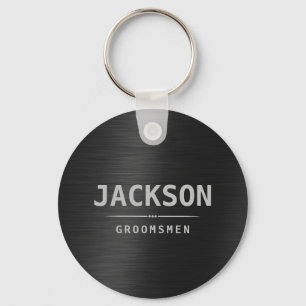 Black Modern Simple Name Persoonlijke Groomsmen Sleutelhanger