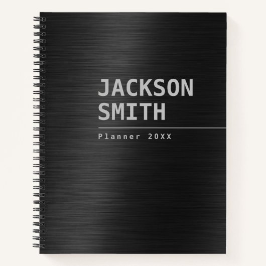 Black Modern Simple Personal Name Professional Notitieboek (Voorkant)