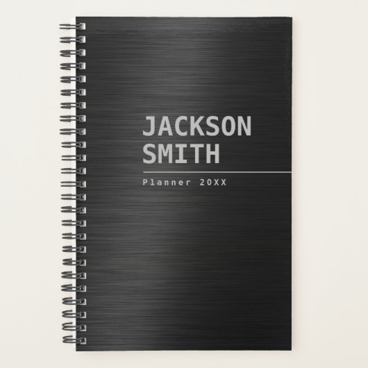 Black Modern Simple Personal Name Professional Planner (Voorkant)