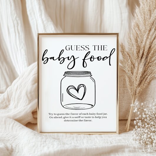 Black Modern Simple Script Baby Guess Baby Food Poster