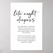 Black Modern Simple Script Baby Late Night Diaper Poster (Voorkant)