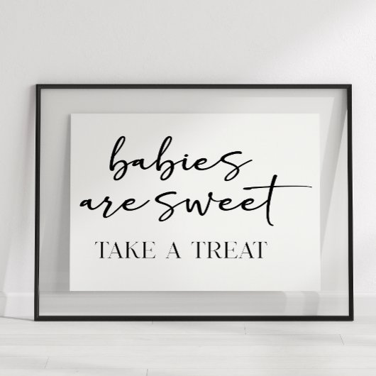 Black Modern Simple Script Baby Shower Favor Poster