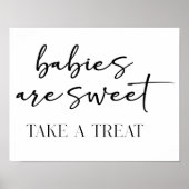 Black Modern Simple Script Baby Shower Favor Poster (Voorkant)