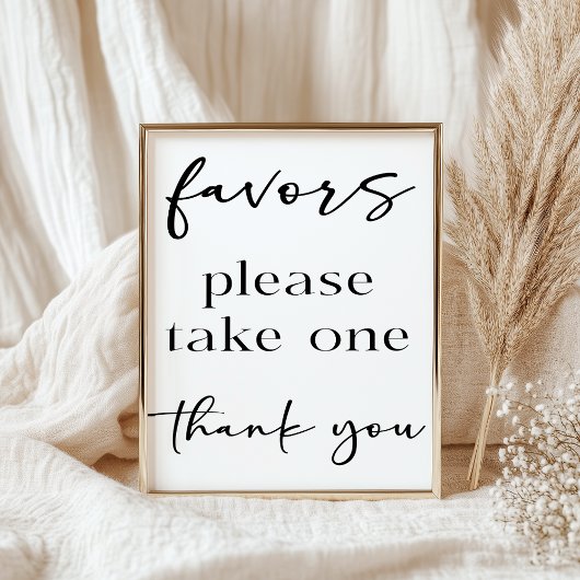 Black Modern Simple Script Baby Shower Favors Poster