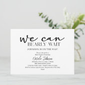 Black Modern Simple Script Bearly Wait Baby Shower Kaart (Staand voorkant)
