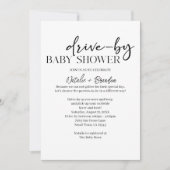 Black Modern Simple Script Drive-By Baby Shower Kaart (Voorkant)