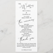 Black Modern Simple Script Wedding Programme (Devant)