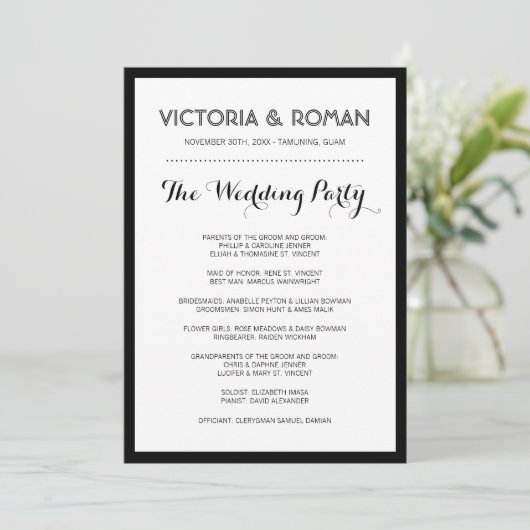 Black Modern Simple Wedding Programs Programma (Staand voorkant)