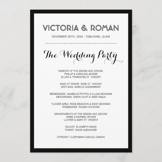 Black Modern Simple Wedding Programs Programma (Voorkant)