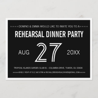 Black Modern Simple Wedding Rehearsal Dinner Kaart