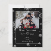 Black Modern Snowflakes Flat Holiday Carte photo (Devant)