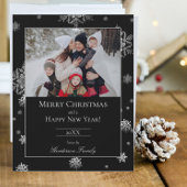 Black Modern Snowflakes Flat Holiday Carte photo