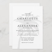 black Modern Tropical Palm Tree Wedding Invitation Kaart (Voorkant / Achterkant)