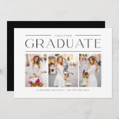 Black Modern Typography Photo Collage Afstuderen Kaart (Voorkant / Achterkant)