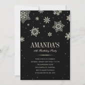 Black Modern Winter Wonderland Invitation d'annive (Devant)