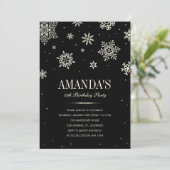 Black Modern Winter Wonderland Invitation d'annive (Debout devant)