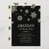 Black Modern Winter Wonderland Invitation d'annive (Devant / Derrière)