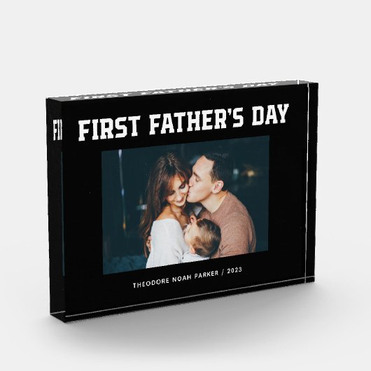 Black | Moderne script, eerste Vaderdag Fotoblokken (Links)