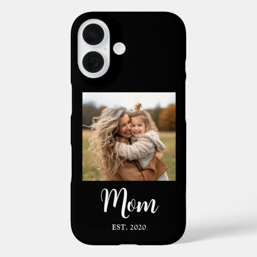 Black Mom Established Script Text and Photo Case-Mate iPhone Case (Achterkant)