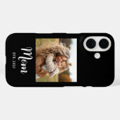 Black Mom Established Script Text and Photo Case-Mate iPhone Case (Achterkant (horizontaal))