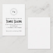Black Monogram Circle Temple Sealing Invitation Informatiekaartje (Voorkant / Achterkant)