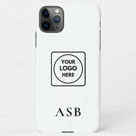 Black Monogram Custom Logo Photo iphone case Hoesje (Achterkant)