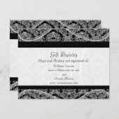 Black Monogram Damask Gift Registry Wedding Informatiekaartje (Voorkant / Achterkant)
