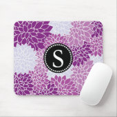 Black Monogram  Elegant Floral Pattern Muismat (Met muis)