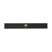 Black Monogram Faux Gold Heart Wedding Uitnodigingen Wikkel (Vlak)