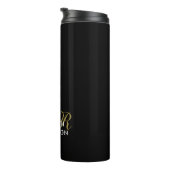 Black Monogram Gold White Minimalist Elegant Men  Thermosbeker (Geroteerd rechts)