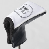 Black Monogram Minimalist Modern  Golfheadcover (3/4 voorkant)