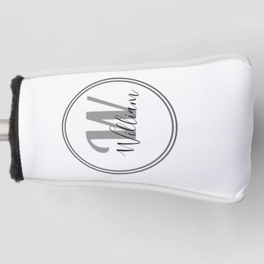 Black Monogram Minimalist Modern  Golfheadcover (Voorkant)