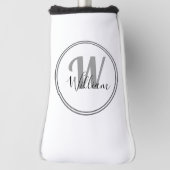Black Monogram Minimalist Modern  Golfheadcover (Draai 90)