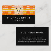 Black Monogram Modern Chevron Pattern #2 Visitekaartje (Voorkant / Achterkant)