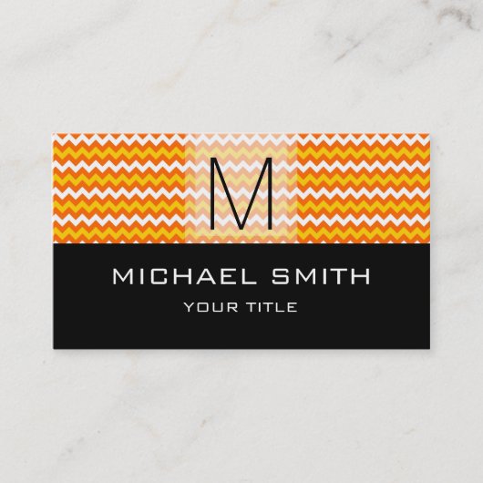 Black Monogram Modern Chevron Pattern #2 Visitekaartje (Voorkant)