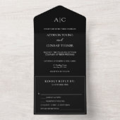 Black Monogram Wedding All In One Uitnodiging (Binnen)