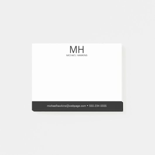 Black Monogrammed Mannen Post-it® Notes (Voorkant)