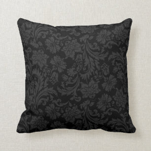 Black Monotones Floral Damascus Kussen