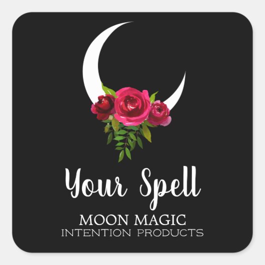 Black Moon Intention Spelt Vierkante Sticker (Voorkant)