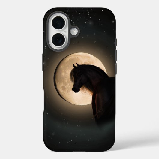 Black Moon Shine Horse Phone Case (Achterkant)