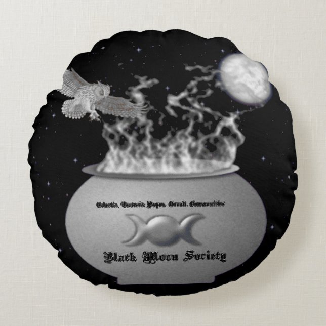 Black Moon Society Decorated Pillow Rond Kussen (Voorkant)