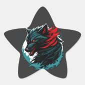 Black Moon Wolf Ster Sticker (Voorkant)