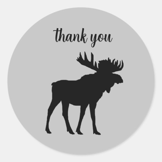 Black Moose Silhouette Wilderness Dank u Ronde Sticker (Voorkant)