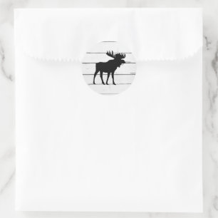 Black Moose Silhouette Wilderness Ronde Sticker
