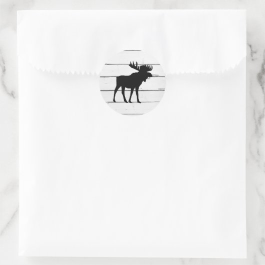 Black Moose Silhouette Wilderness Ronde Sticker (Tas)