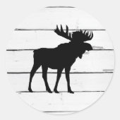 Black Moose Silhouette Wilderness Ronde Sticker (Voorkant)