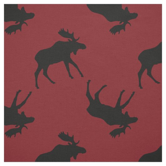 Black Moose Silhouettes op Red Stof (Swatch)