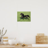 Black Morgan Stallion Mane en Tail stromend Poster (Keuken)